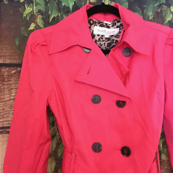 🌧Pink Trench Coat, Black Rivet - Picture 9 of 12